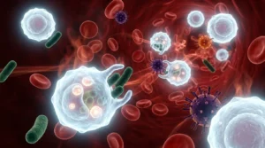 White blood cells fighting fever