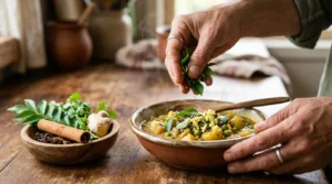 Hands seasoning cooked meal spices