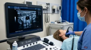 Ultrasound machine thyroid scan