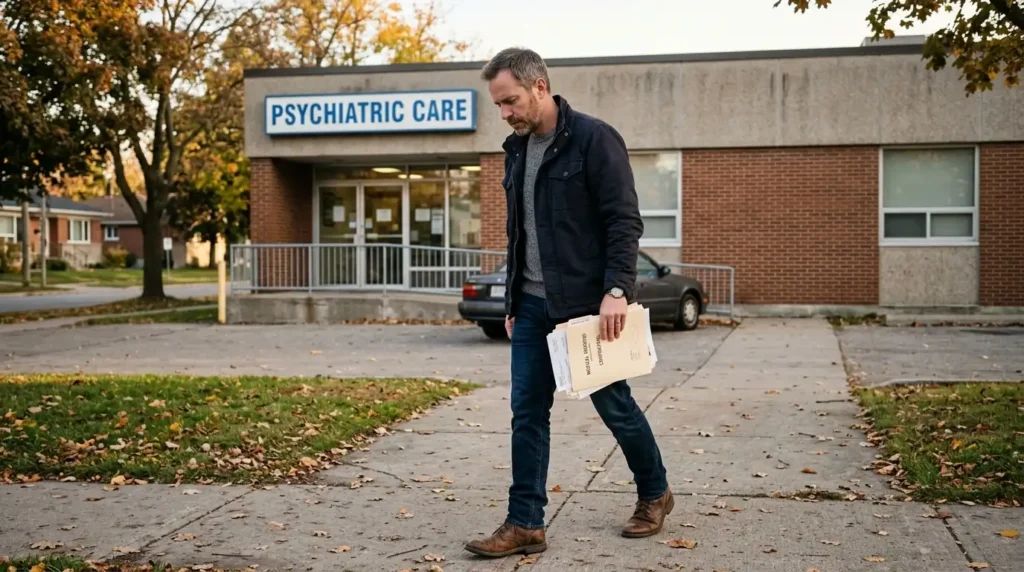 Man walking away Churchland Psychiatric Doctors clinic disappointed